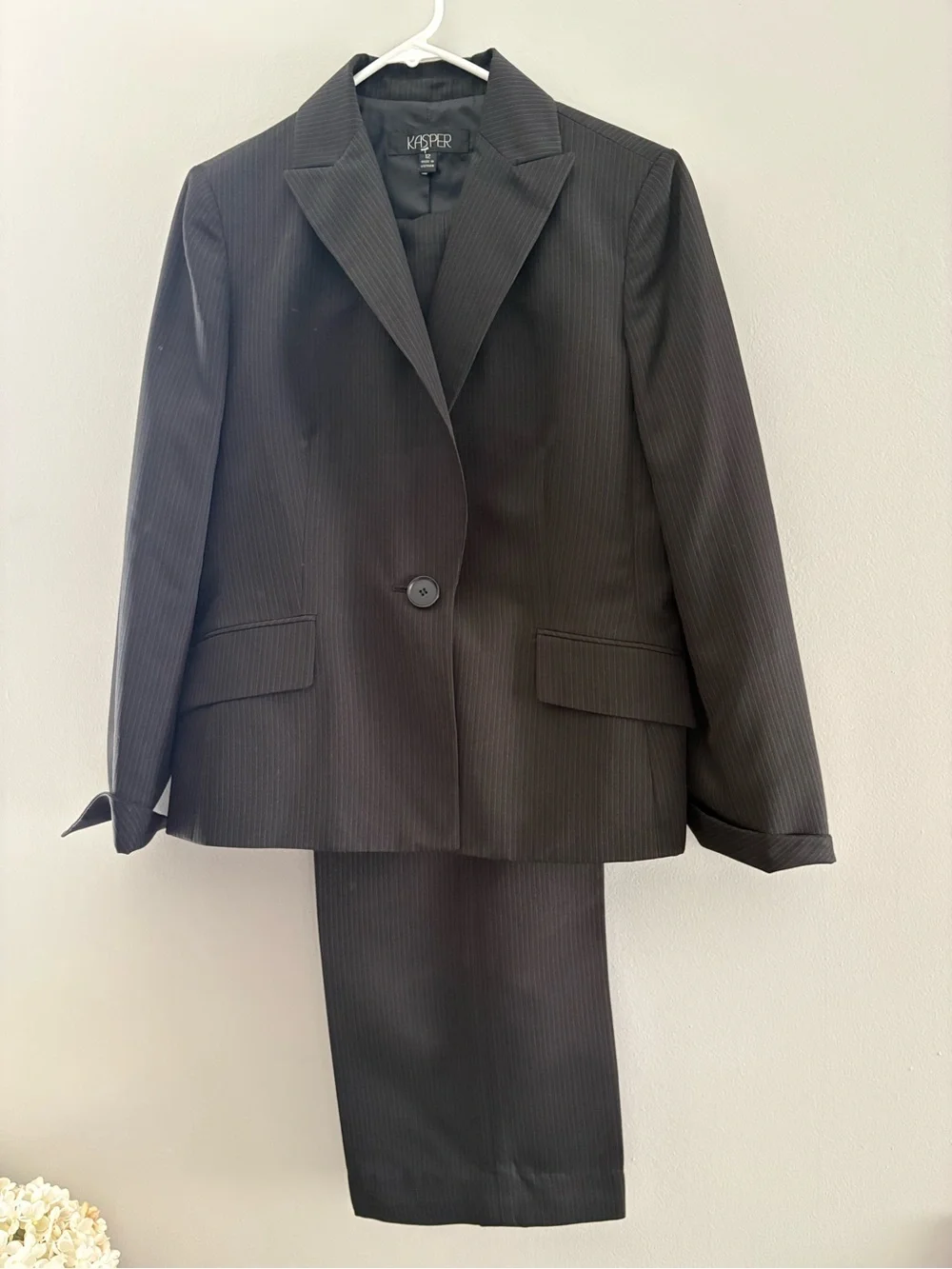 Kasper Black Pinstripe Women's Suit Jacket & Pants